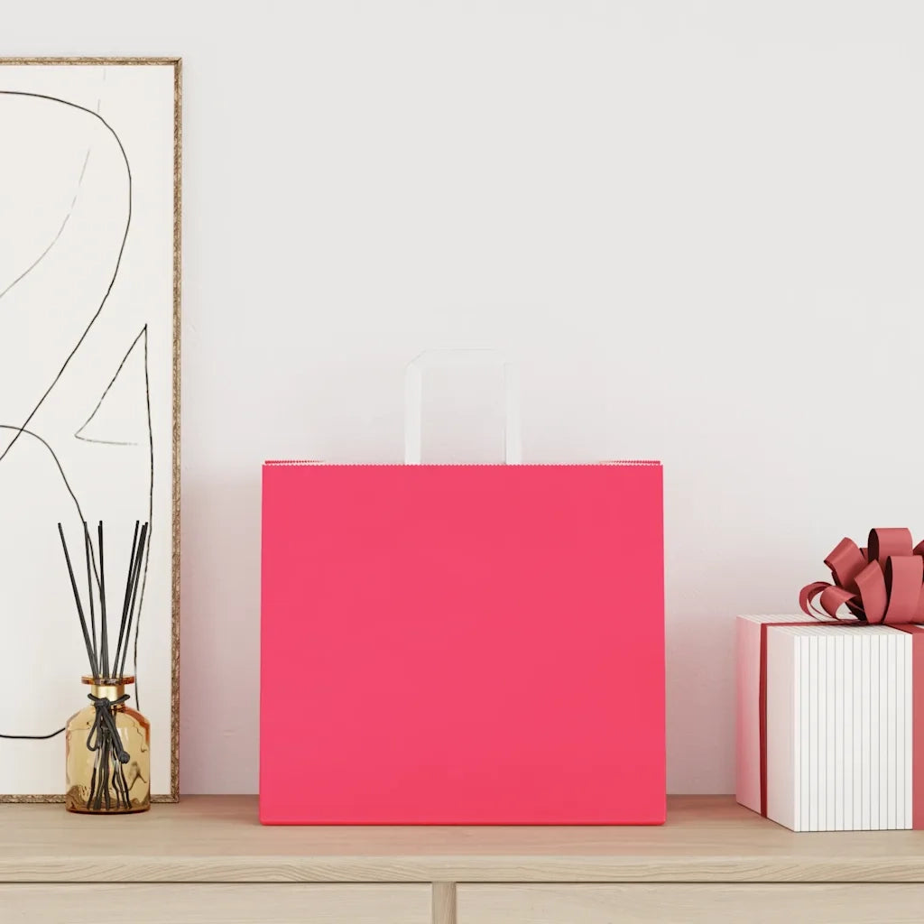 Sacchetti di Carta 250 pz con Manici Rosa 32x22x28 cm