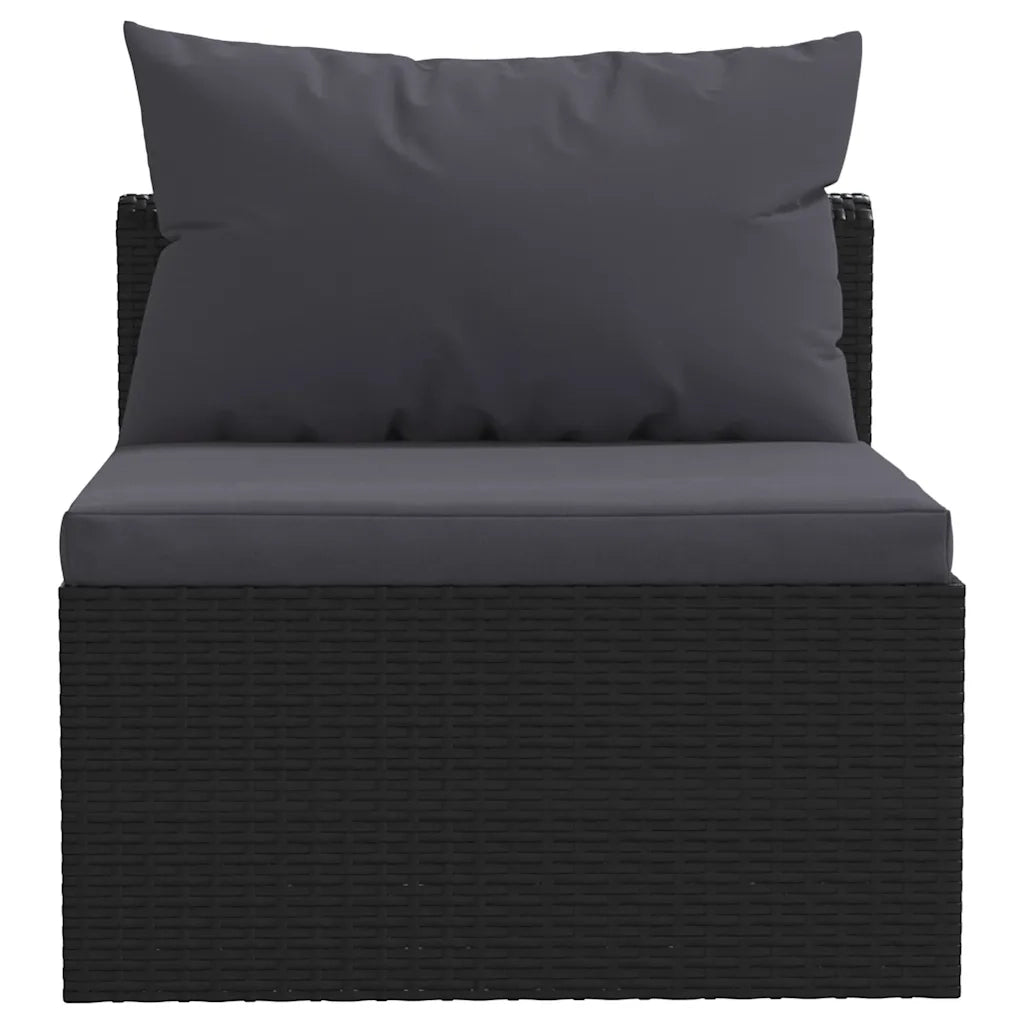 Set Divani da Giardino 3 pz con Cuscini in Polyrattan Nero 46557