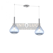 SOSPENSIONE CROMO 2 LUCI SPOSTABILE VETRI BLU 1177CR-S2 S-BL
