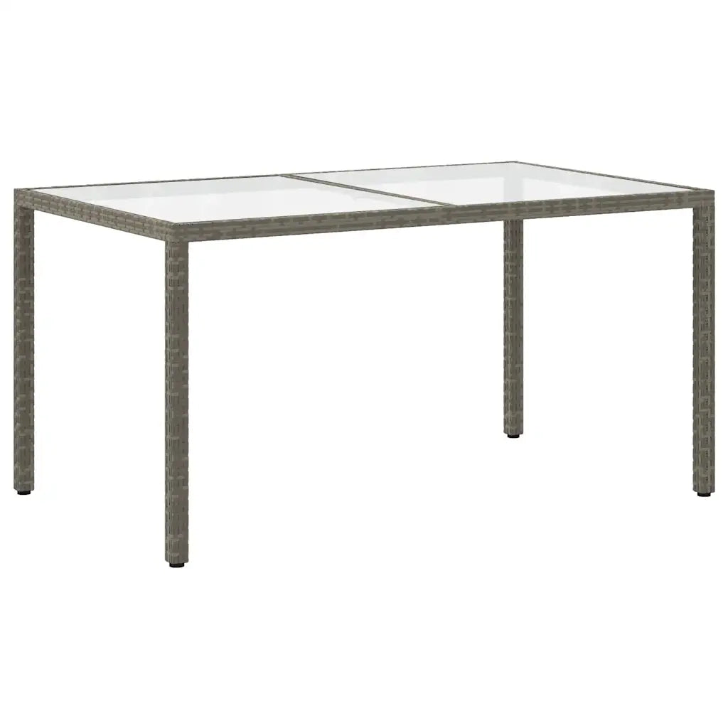 Tavolo Giardino 150x90x75cm Vetro Temperato e Polyrattan Grigio cod mxl 34157