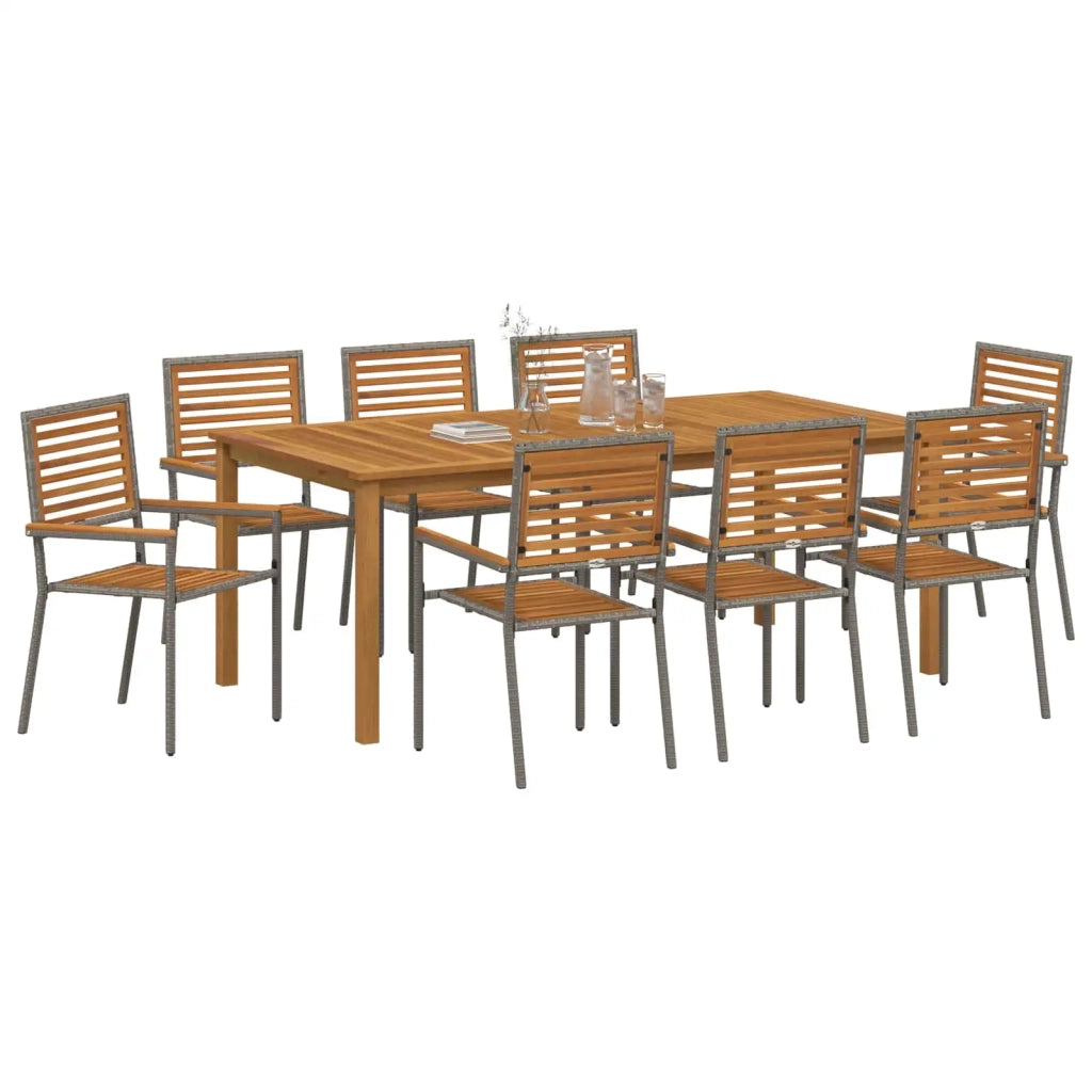 Set da Pranzo per Giardino 9 pcs Grigio 3365527