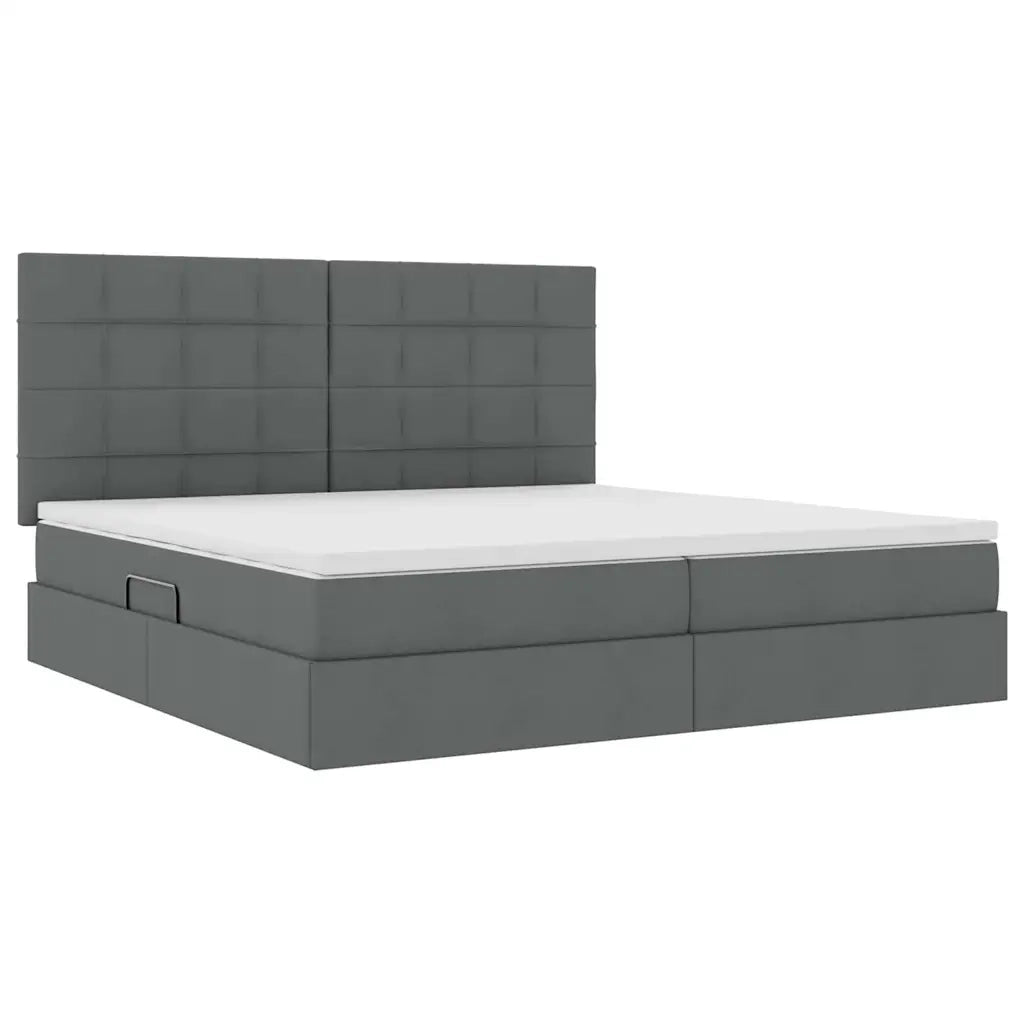 Letto con contenitore e LED con led Grigio scuro 200 x 200 cm