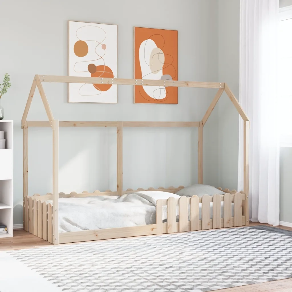 Giroletto Casetta per Bambini | Letto Infantile | Lettino 80x200 cm Legno Massello di Pino