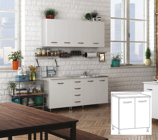 kit cucina base 2 ante 80x50xh85 cm bianco cod:ferx.96423