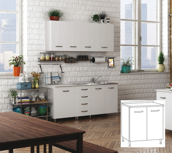 kit cucina base 2 ante 80x50xh85 cm bianco cod:ferx.96423