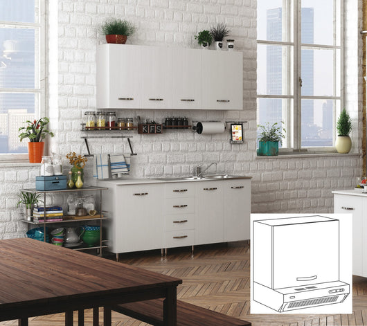 kit cucina pensile 1 anta sopracappa 60x32xh49 cm bianco cod:ferx.96426