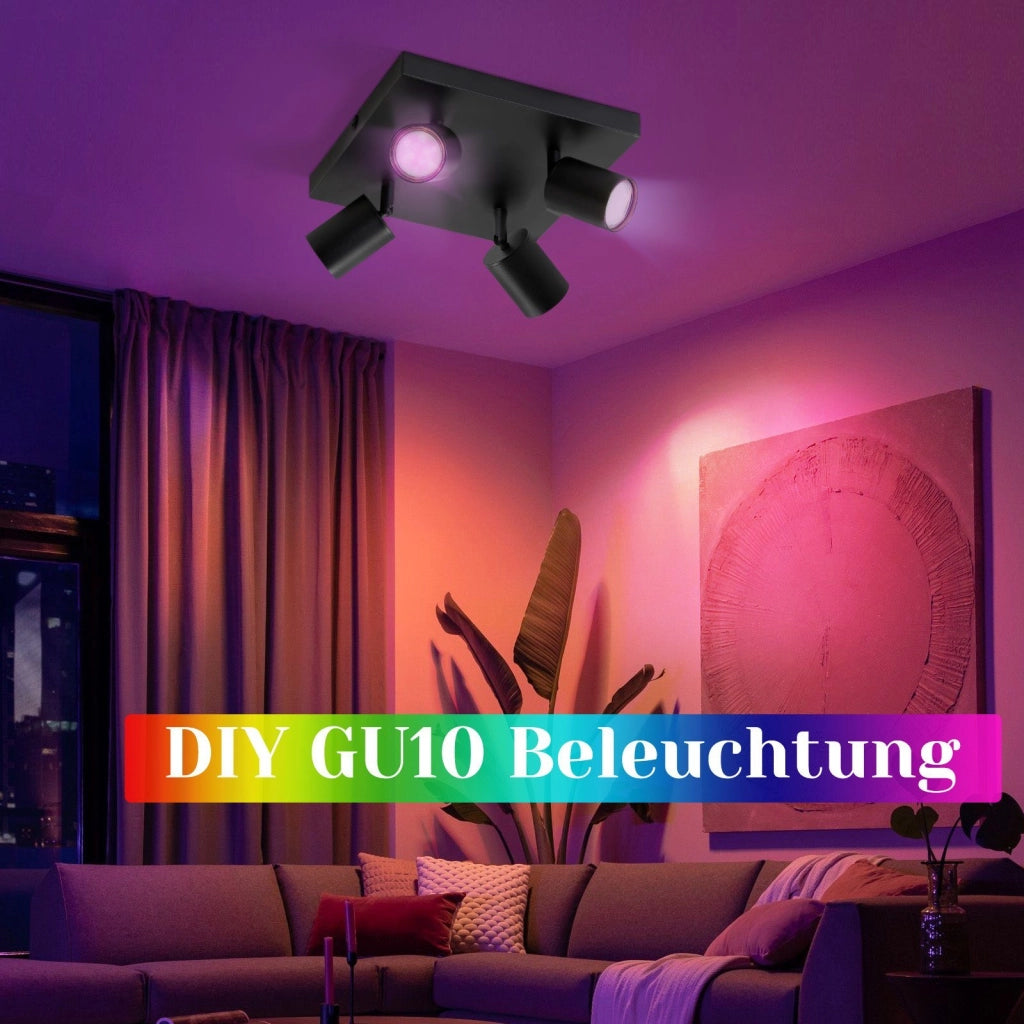 ZMH Faretto da soffitto neri 4 luci GU10 orientabili 330° stile industriale moderno per soggiorno camera