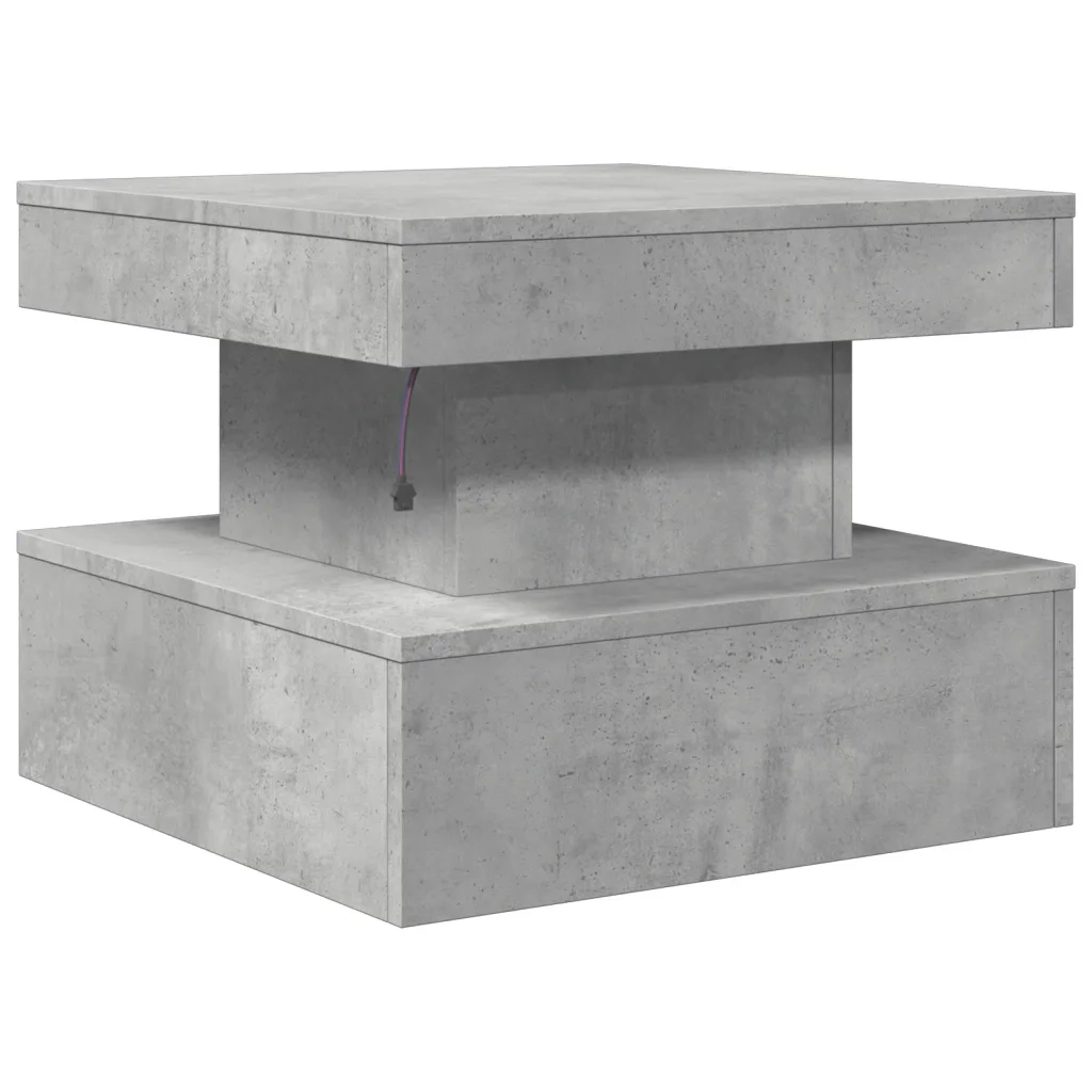 Tavolino da Salotto con Luci LED-Tavolino da soggiorno Grigio Cemento 50x50x40 cm 561502