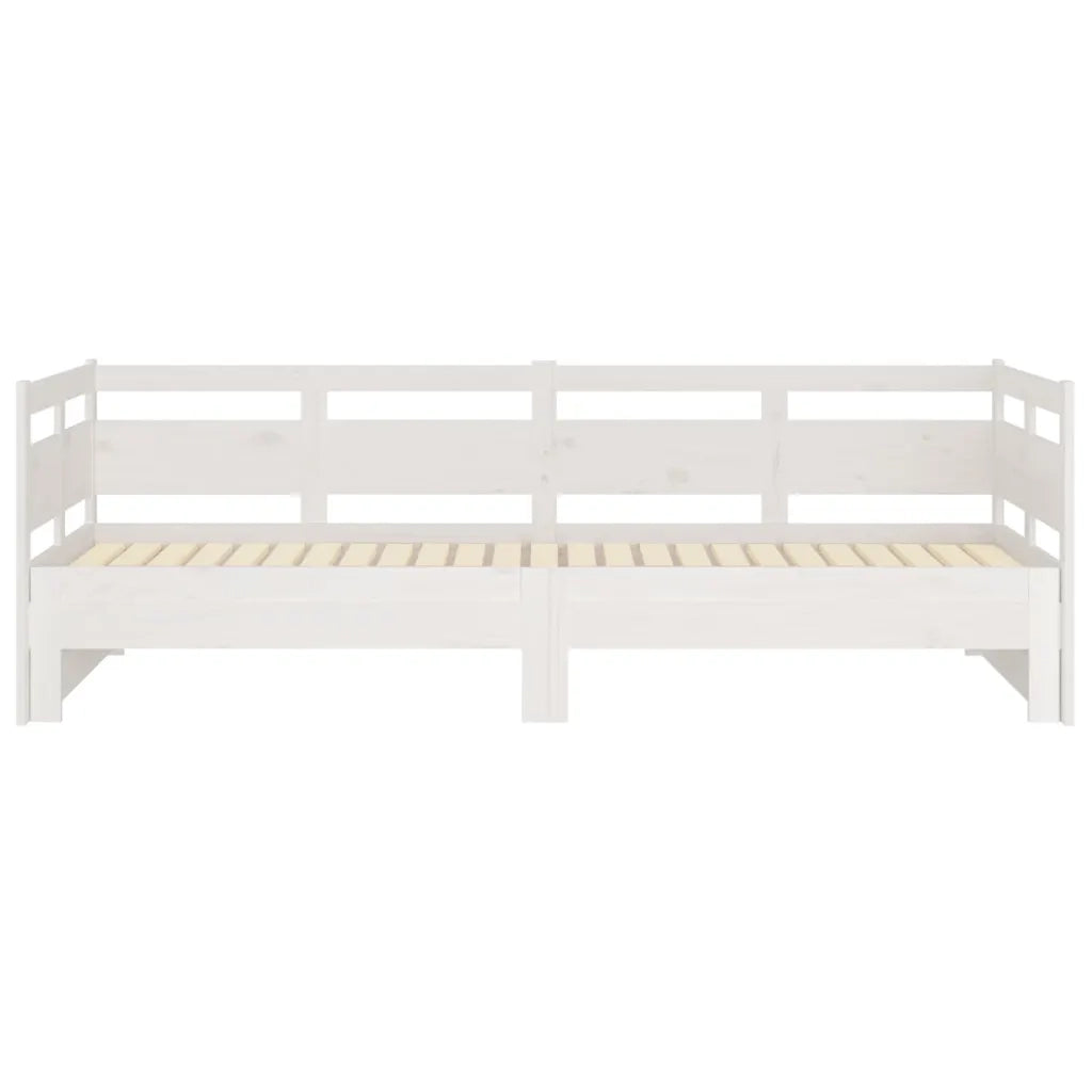 Dormeuse Estraibile Bianca Legno Massello di Pino 2x(80x200) cm 820318