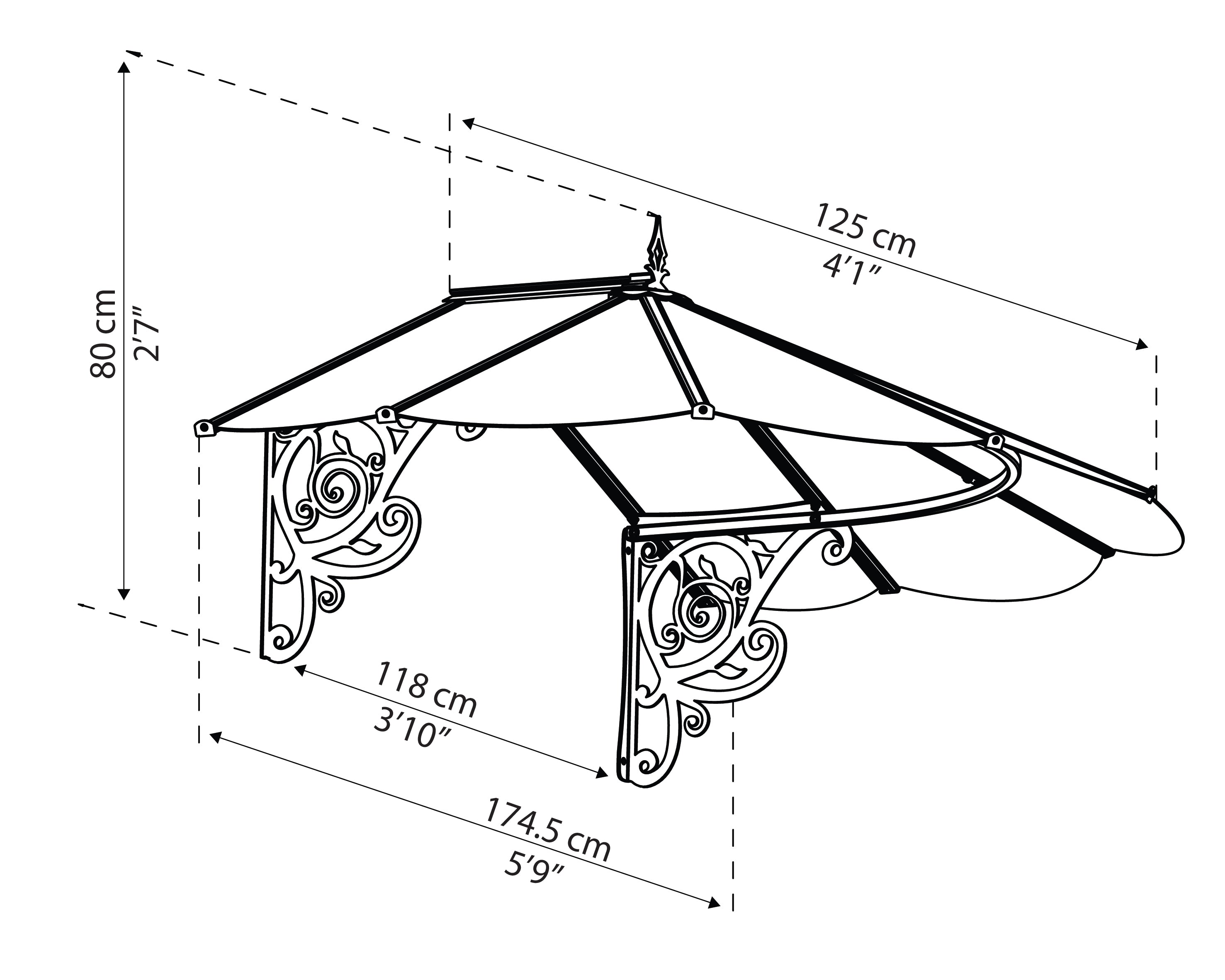 Pensilina Da Esterno 175X125X80 cm  Trasparente - Canopia Lily