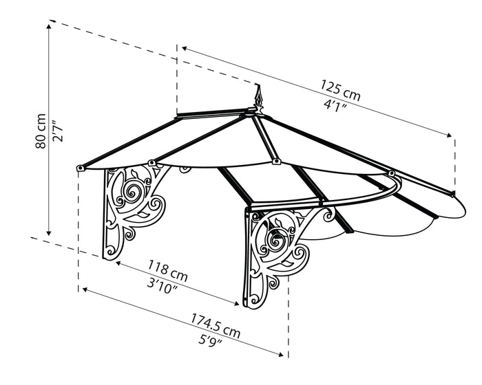 Pensilina Da Esterno 175X125X80 cm  Trasparente - Canopia Lily
