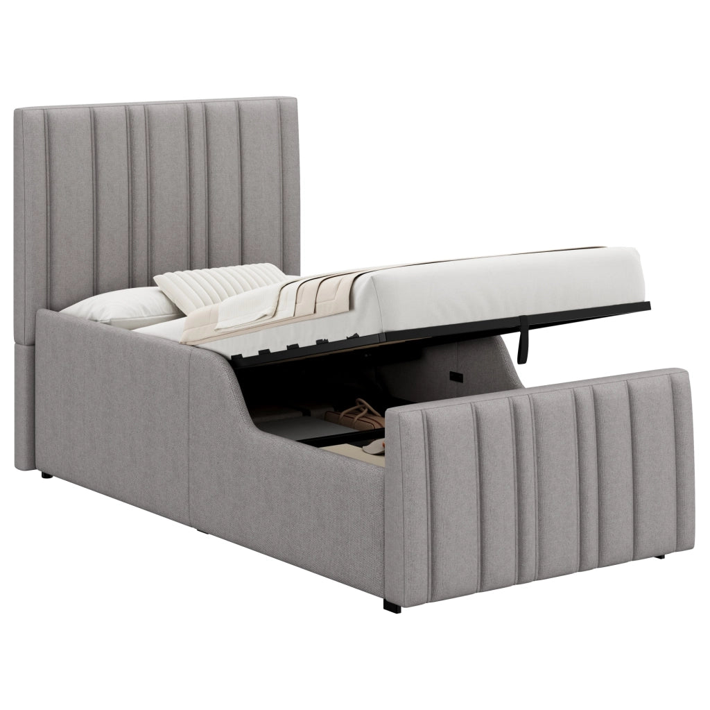 Letto singolo imbottito 90x200 cm con contenitore idraulico