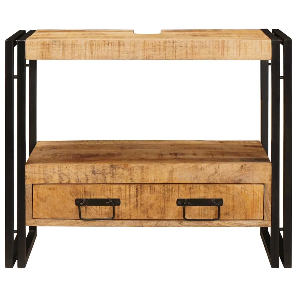 Armadio da bagno con cassetto Marrone Legno di mango massello 4102769