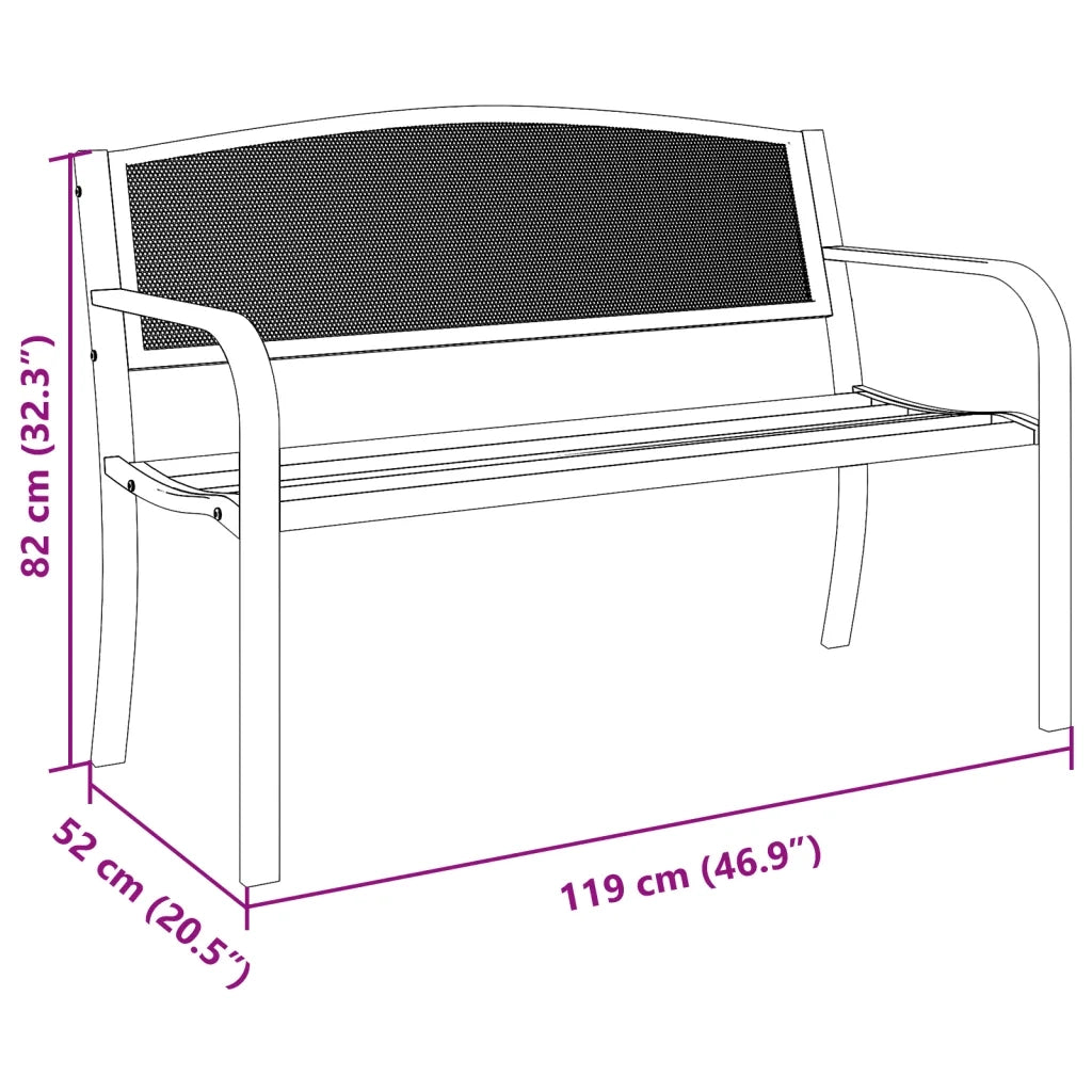 Panchina da Giardino | Panca da Giardino 119 cm Nera in Acciaio