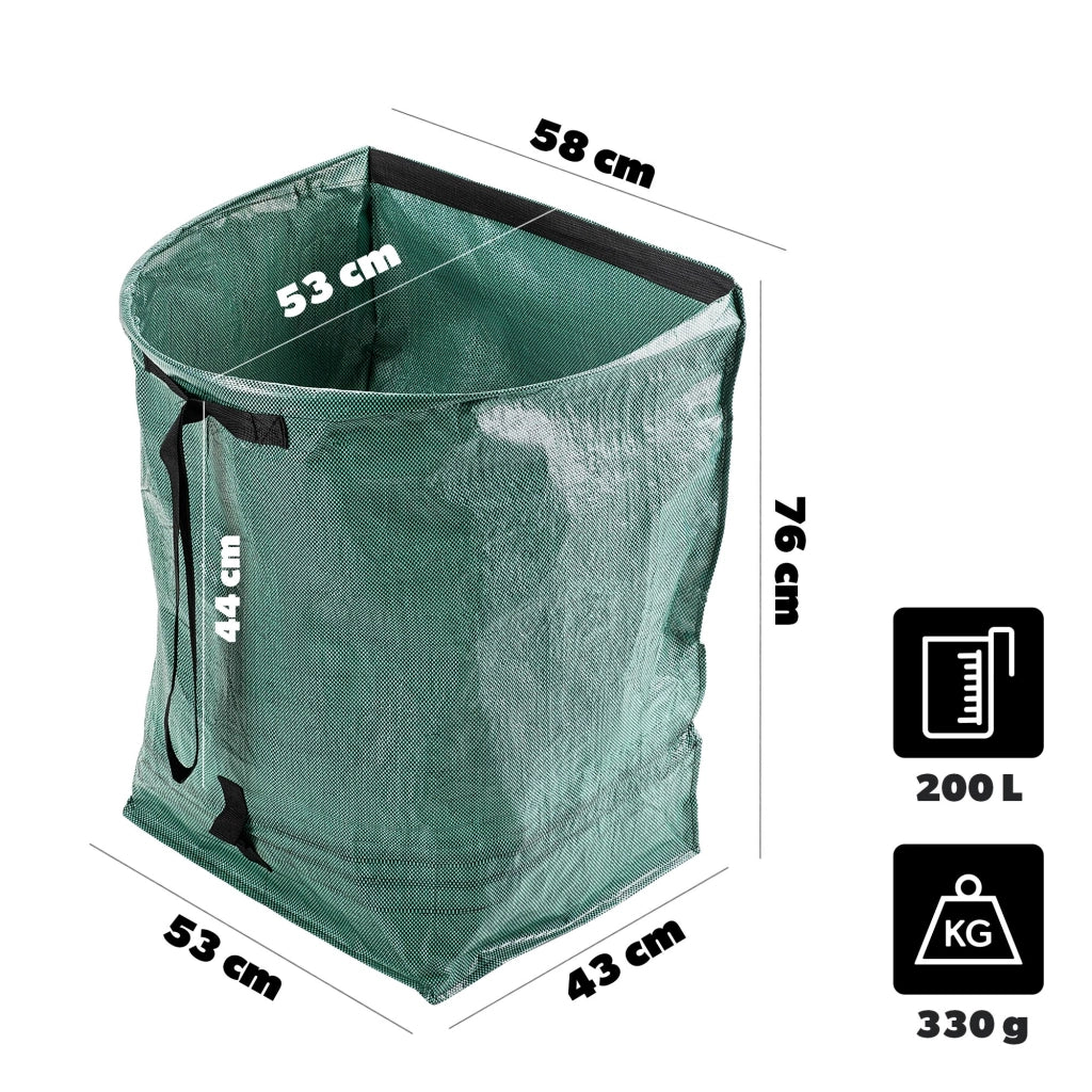 KADAX Sacchetto per foglie, rifiuti da giardino, pieghevole, resistente, con maniglie, 200 L