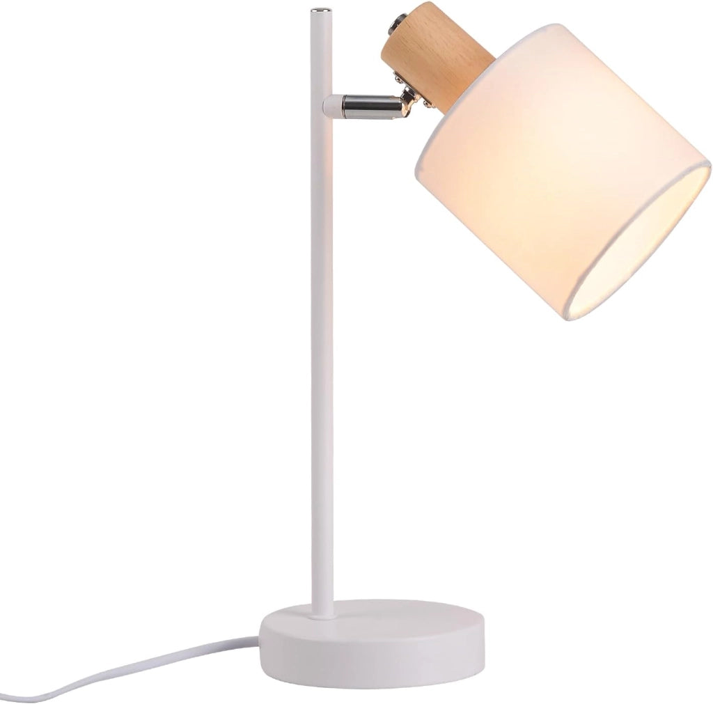 ZMH Lampada da tavolo nera E14 44.5cm paralume lino tessuto per soggiorno comodino