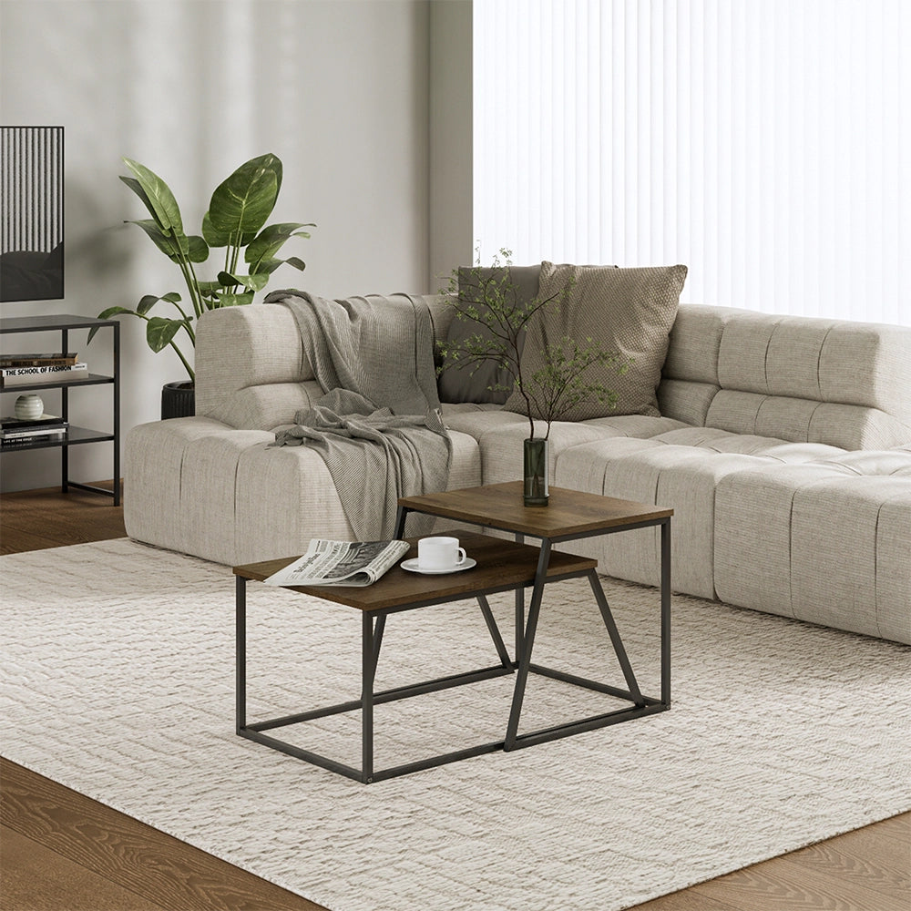 Vicco Tavolino da divano Rovere rustico/nero 60 x 50 cm 2 parti