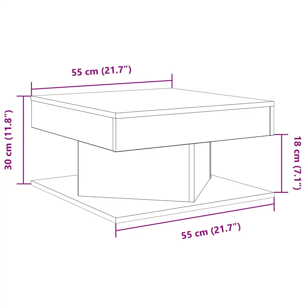 Tavolino da Salotto Legno Antico 55x55x30 cm Legno Multistrato 856632