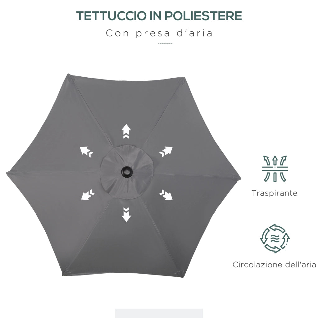 Ombrellone da Giardino 2x2 m ¨C zephmum ¨C Alluminio, Poliestere Grigio Scuro