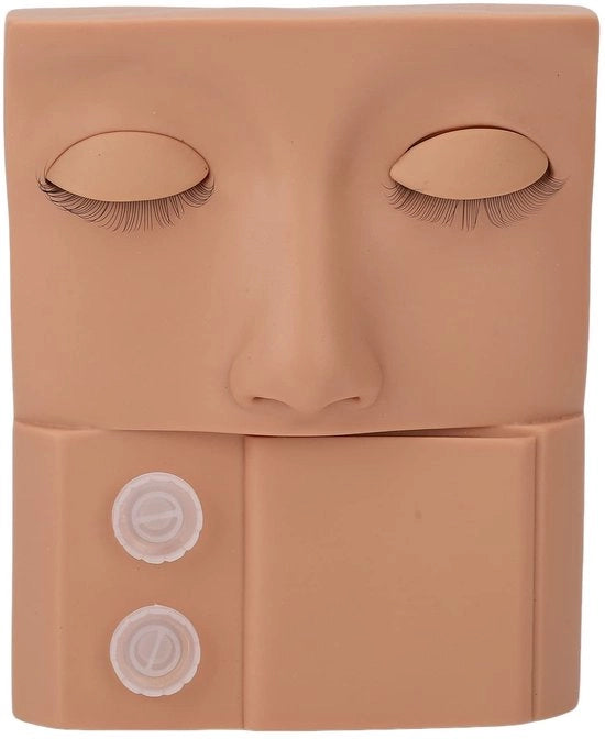 Manichino Testa Alta con Simulazione Realistica - Testa di Ospite - Occhi Interchangeabili - Materiale PVC Reciclato - Facile da Pulire - Adatto per Trucco e Allenamento delle Ciglia - Manichino per Allenamento Ciglia