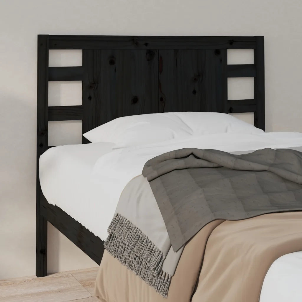 Testiera per Letto Nera 106x4x100 cm in Legno Massello di Pino 818759