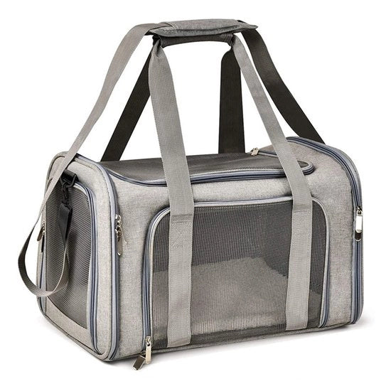 Borsa di Trasporto per Animali – Borsa per Viaggio in Aereo – Borsa di Trasporto Sostenibile – Grigio – 45x30x30cm – 1 Pezzo
