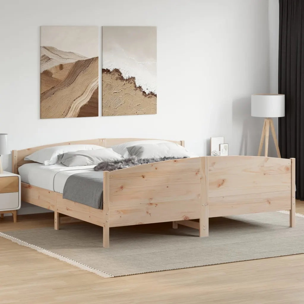 Letto matrimoniale | Letto per adulti | Giroletto senza Materasso 200x200 cm in Legno Massello di Pino