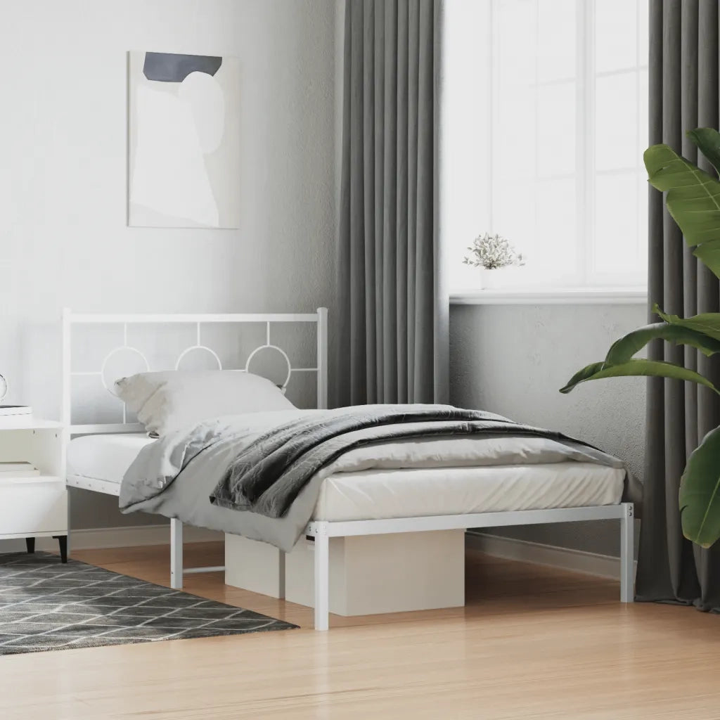 Giroletto con Testiera e Pediera-Struttura Letto Metallo Bianco 107x203 cm 936771