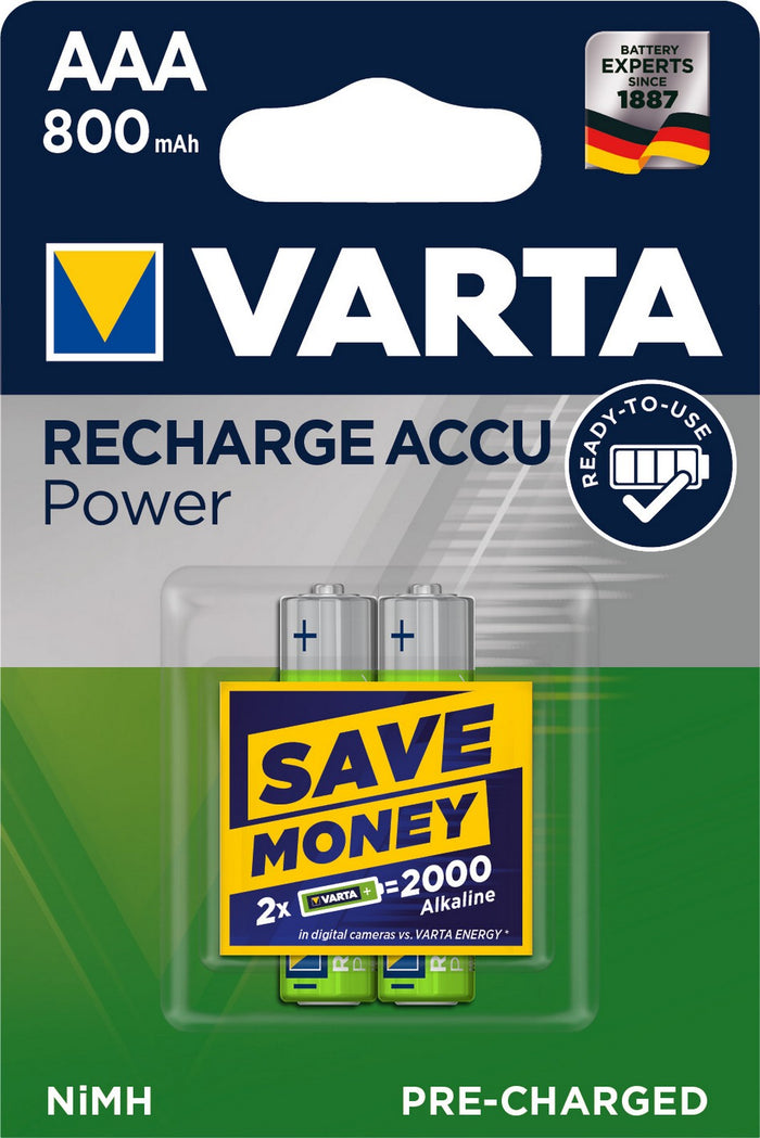 10blister varta batterie ricaricabili m ah 800 mini stilo aaa 2pz cod:ferx.96433