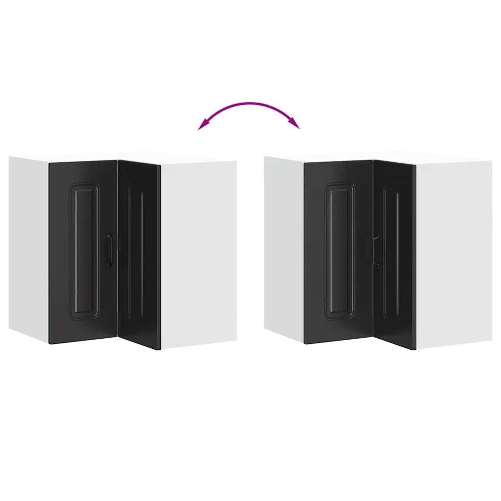 Pensile da Cucina ad Angolo Kalmar Nero in Legno Multistrato 853618