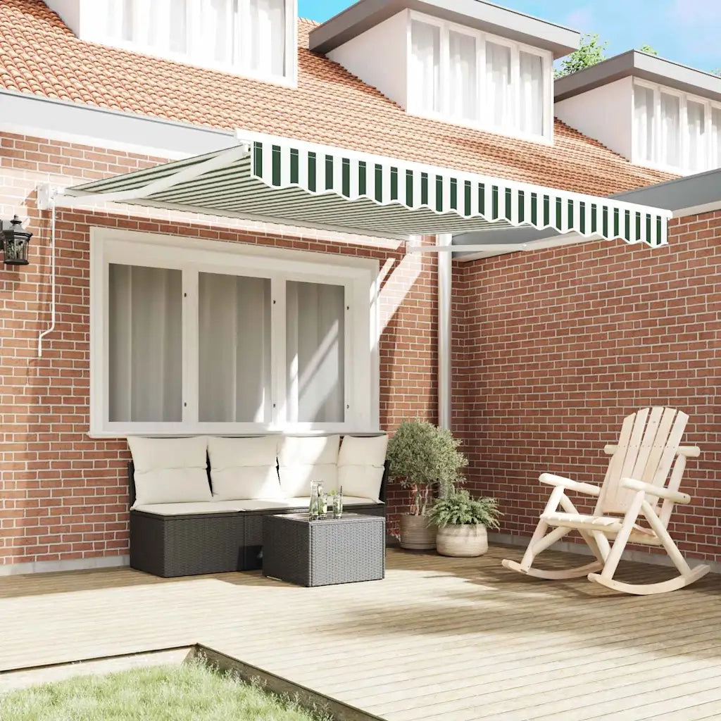 Tenda Retrattile Verde e Bianco 350 x 250 cm 3330474