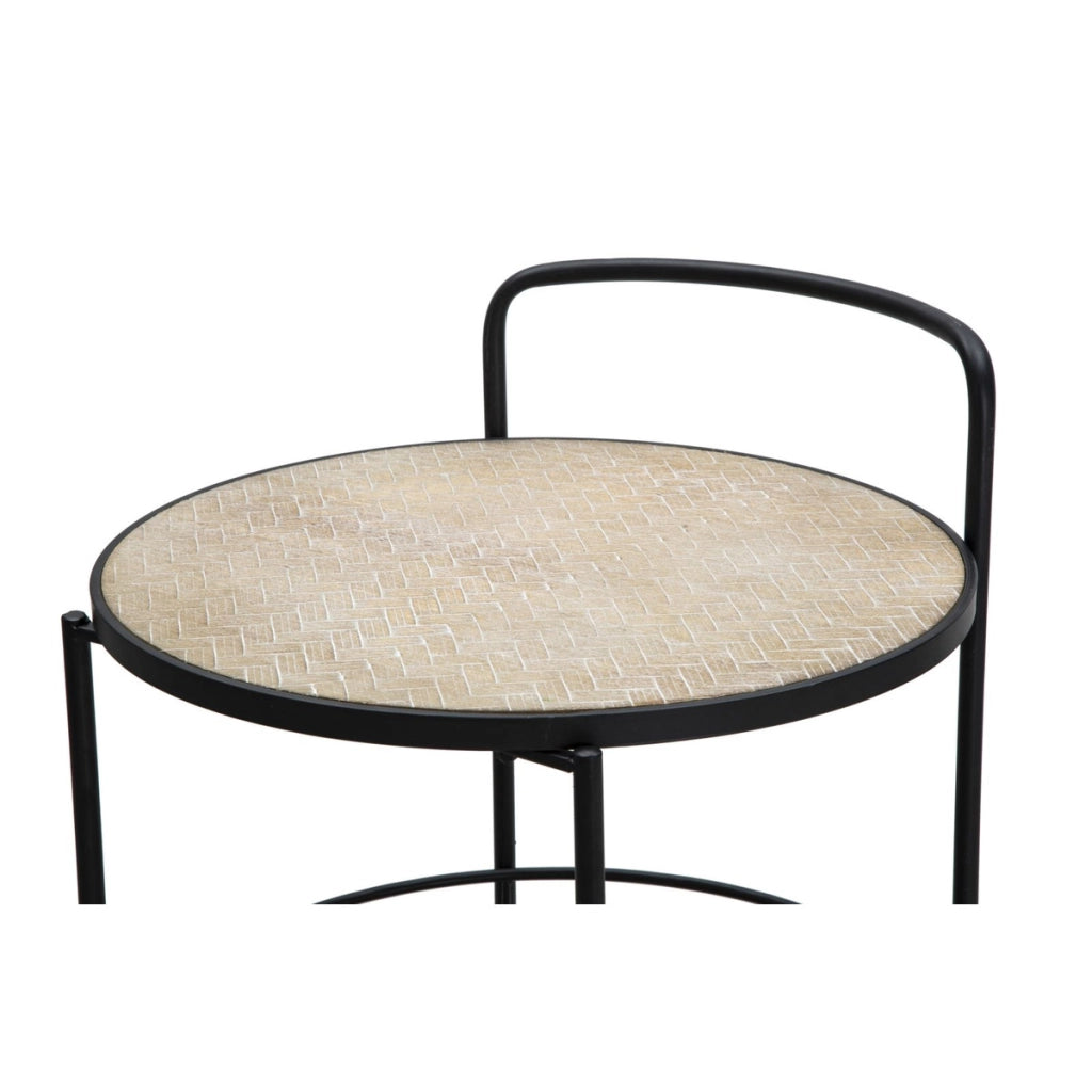Carrello Arex in ferro e MDF nero e rovere – 40 x 41,5 x H 82 cm