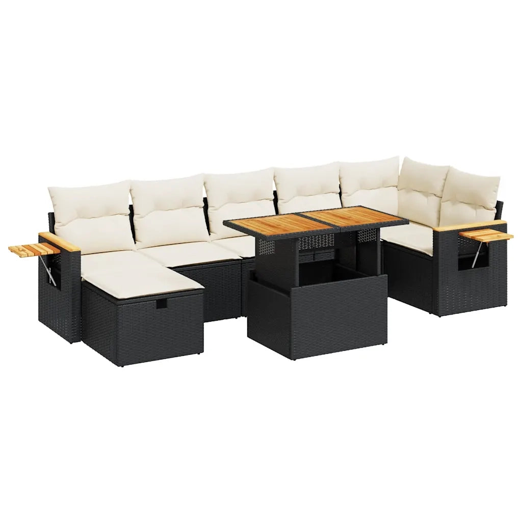 Set Divani da Giardino 5 pz con Cuscini in Polyrattan Nero 3328141