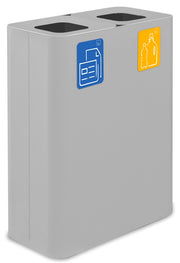 Pattumiera Sistema di Raccolta Rifiuti 60x30xh80 cm In Acciaio Verniciato Doppio Scomparto Bianco