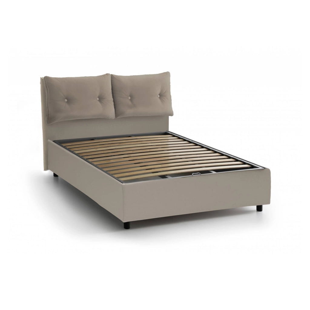 Rubino, Letto Piazza e Mezza Contenitore Made in Italy, Grigio Tortora