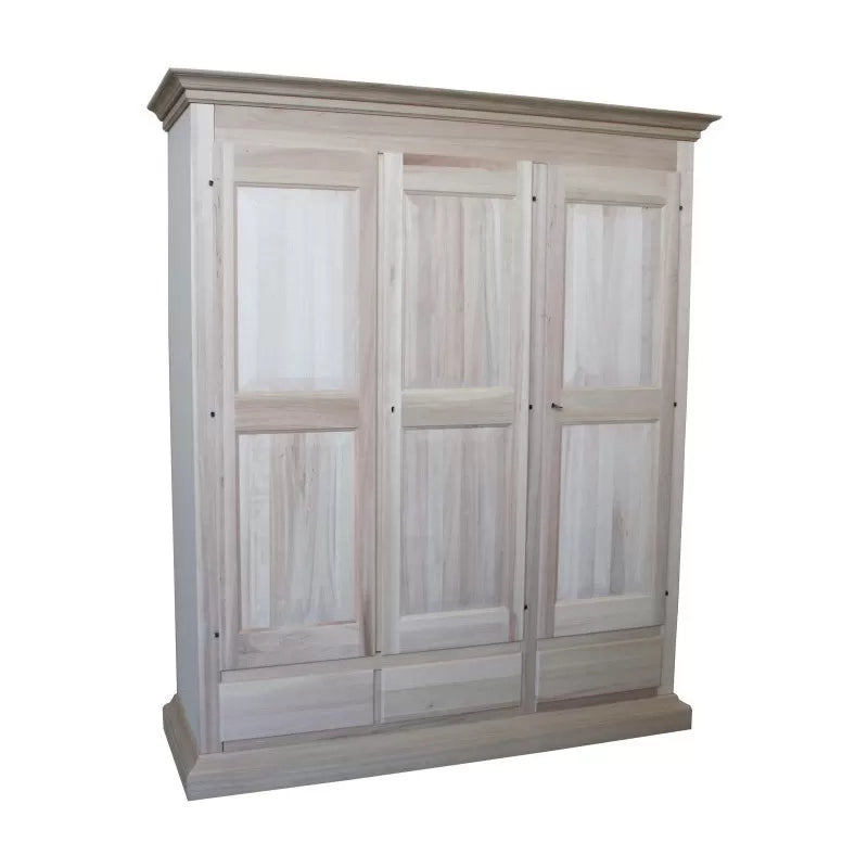 armadio classico 3 porte 3 cassetti legno grezzo 182x61x221 (611) - Mobili 2G