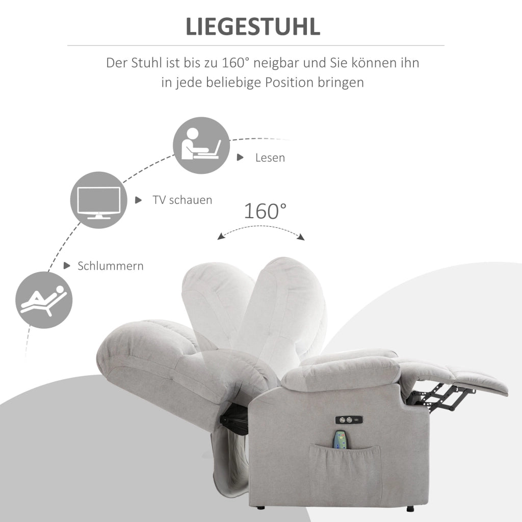 POLTRONA RELAX ALZAPERSONA RECLINABILE 160° GRIGIO CON USB