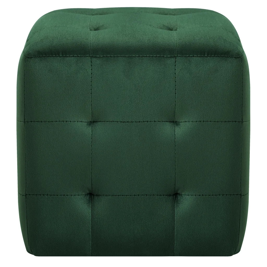 Set di 2 Comodini | Armadio da Notte | Mobiletto da notte Verde 30x30x30 cm in Tessuto Vellutato