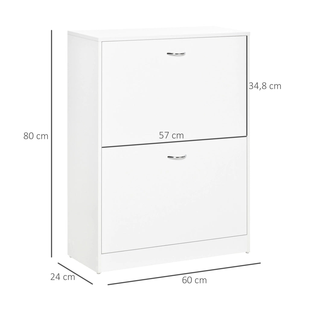 Scarpiera Moderna con 2 Cassetti e Ripiani Ajustabili per Ingresso Stretto ¨C Zephmum ¨C 60x24x80 cm Bianco