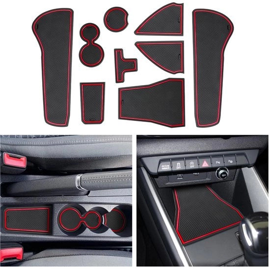 Accessori per Audi A1 2019-2023 2024 2025 Mattoncini di gomma per console centrale Antiscivolo Mattoncini di gomma per console centrale Antiscivolo per Audi A1 Sportback 2024 (Rosso)