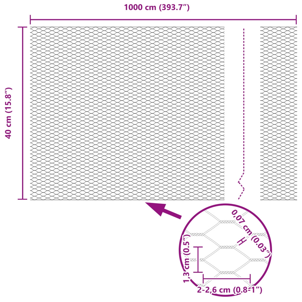 Recinzione Esagonale Grigia 0.4x10 m Acciaio