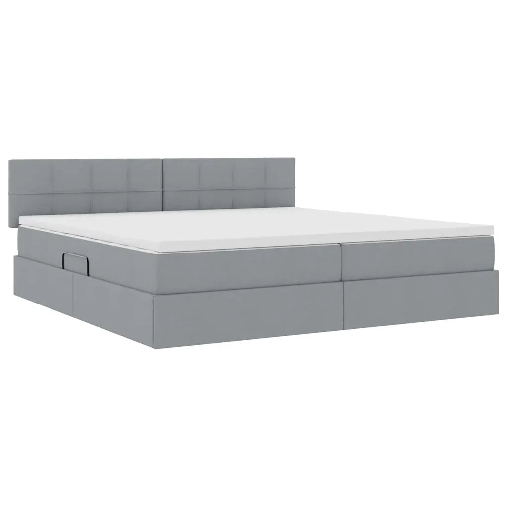 Letto con contenitore e materasso Grigio chiaro 200 x 200 cm 3370530