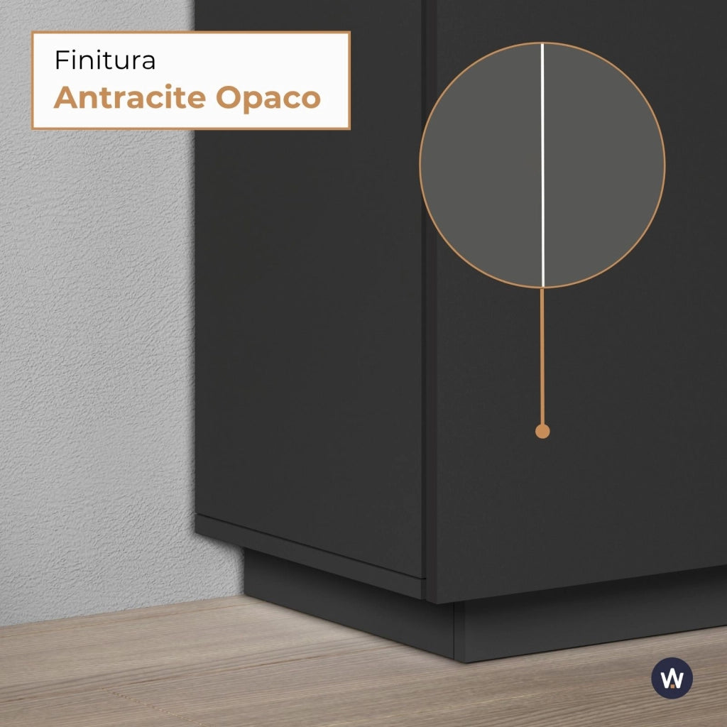 WHOUS Armadio multiuso Easy a 2 ante antracite opaco 79,20x38x166 cm