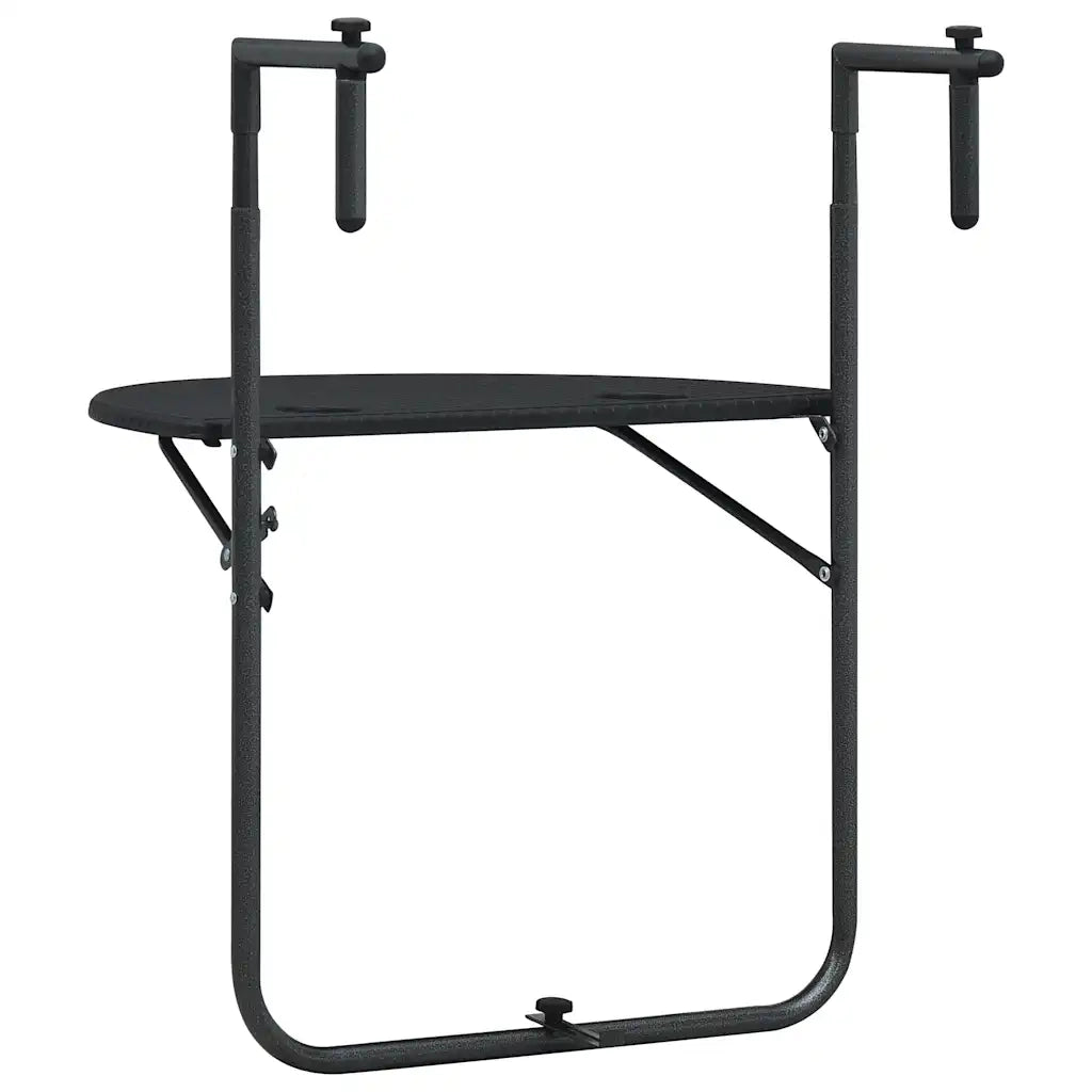 Tavolo da Balcone Pensile Nero 60x64x83,5cm Plastica Rattan 47894