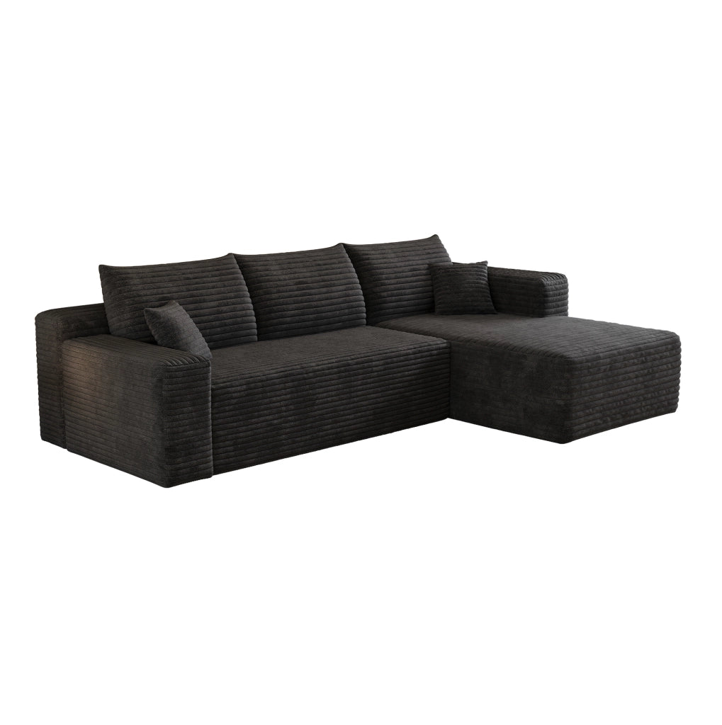 Divano imbottito senza montaggio 241 x 151 x 58 cm in tessuto nero