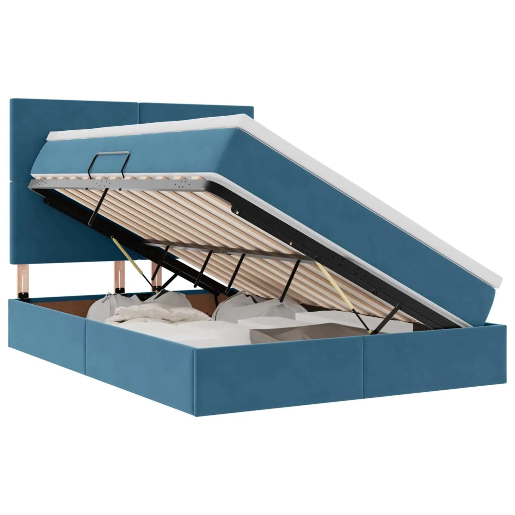 Letto con contenitore e materasso Blu Scuro 140 x 200 cm