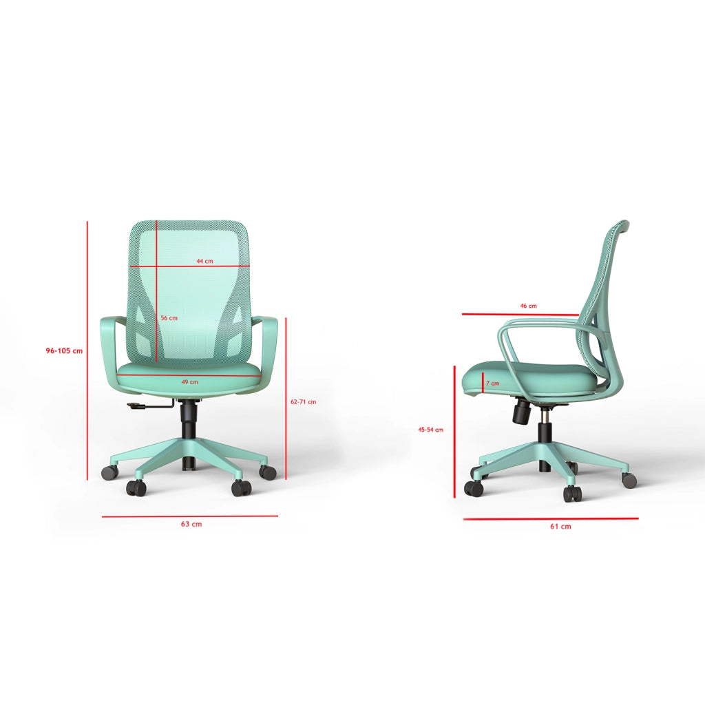 Sedia studio Hispanohogar altezza regolabile in tessuto verde