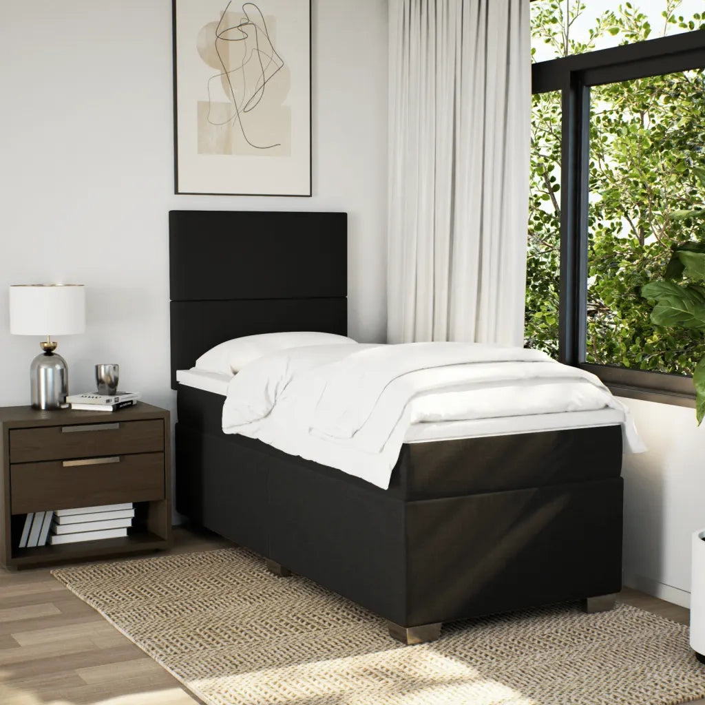 Giroletto a Molle con Materasso Nero 100x200 cm in Tessuto 3292694