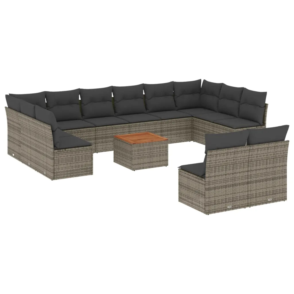 Set Divani da Giardino 13 pz con Cuscini Grigio in Polyrattan 3223897