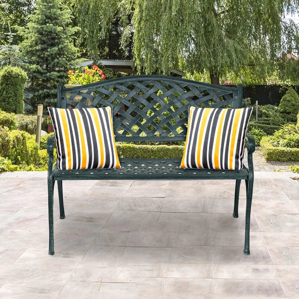 GIANTEX Panchina da Giardino in Metallo con 2 Posti, Portata Fino a 210 kg, con Schienale e Braccioli, per Giardino, Balcone, Terrazza, 103 x 55 x 82 cm, Verde Antico